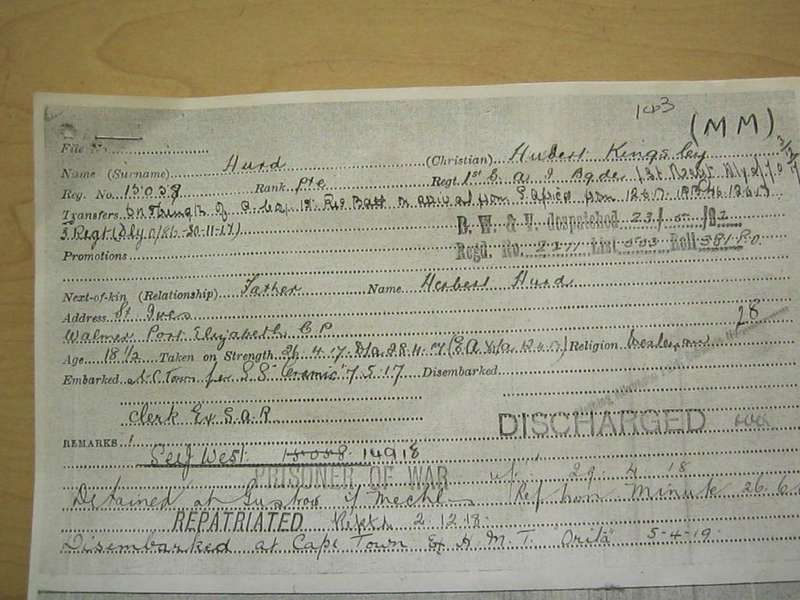 WW 1 GV military medal with service papers.